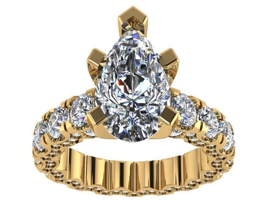 Pear Diamond Ring 1954 3D print model_2