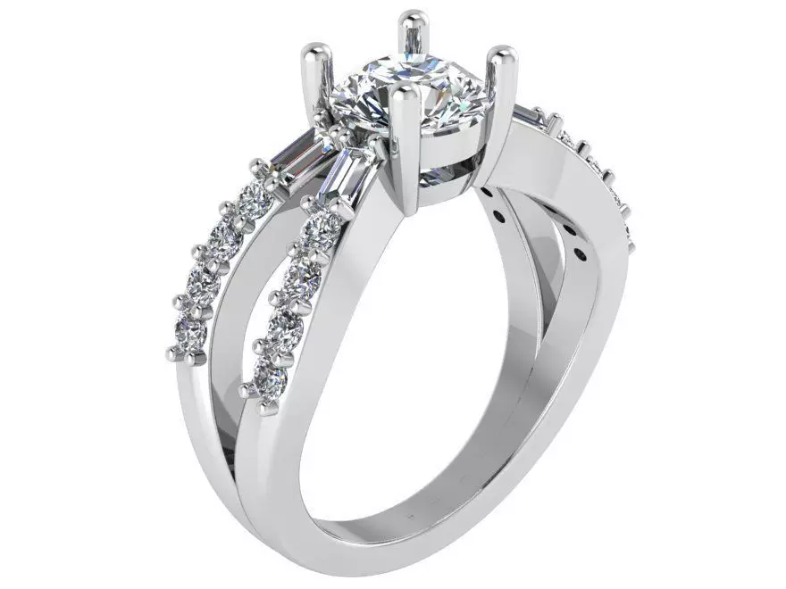 Round Diamond Split Shank Ring 1955 3D print model