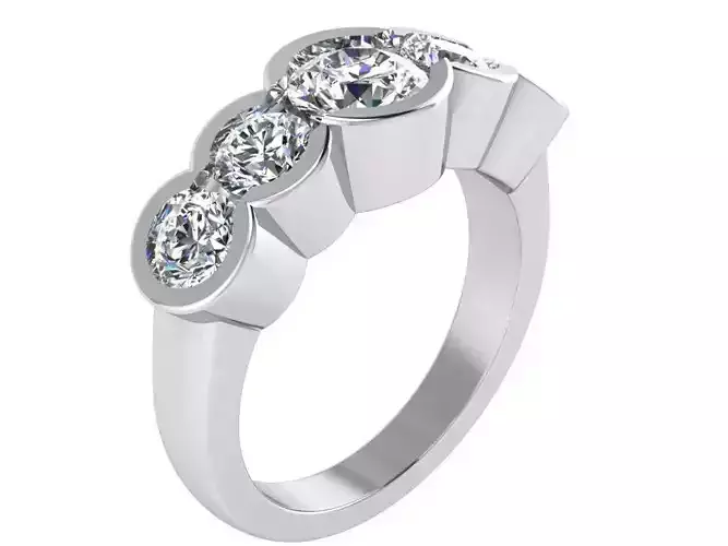 Round Diamond Bezel Setting Ring 1957