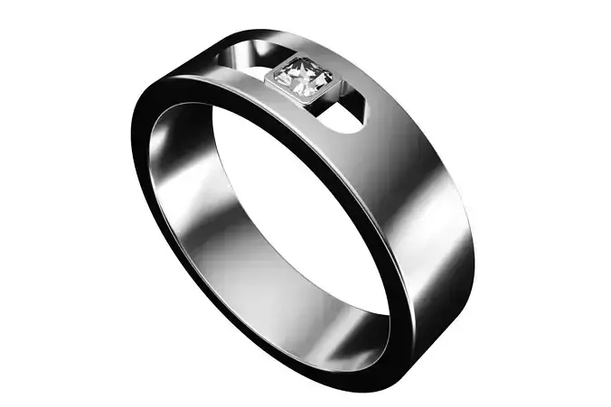 exquisite mens radiant diamond white gold wedding band us size 9 3D print model