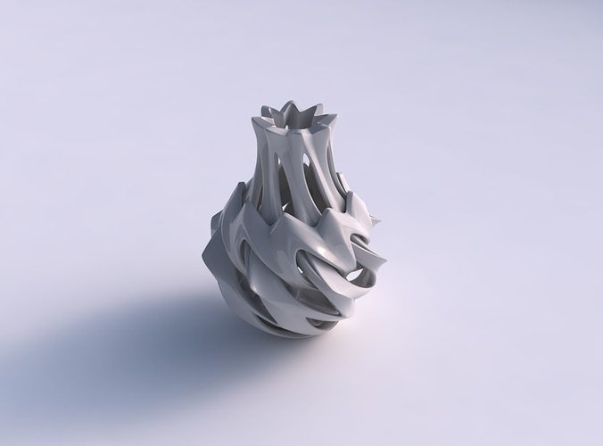 Vase alien curved small with smooth cuts twisted and tapered 2