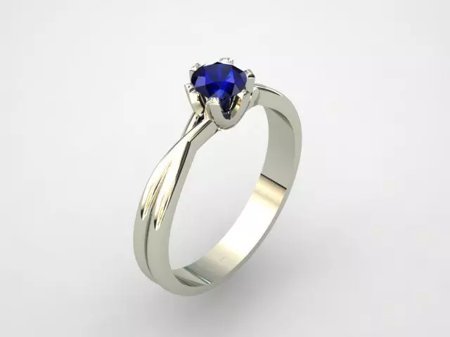 Engagement ring with round diamond 3D print model