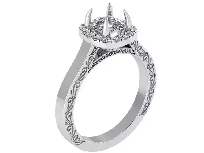 Square Halo Engraving Ring 1979