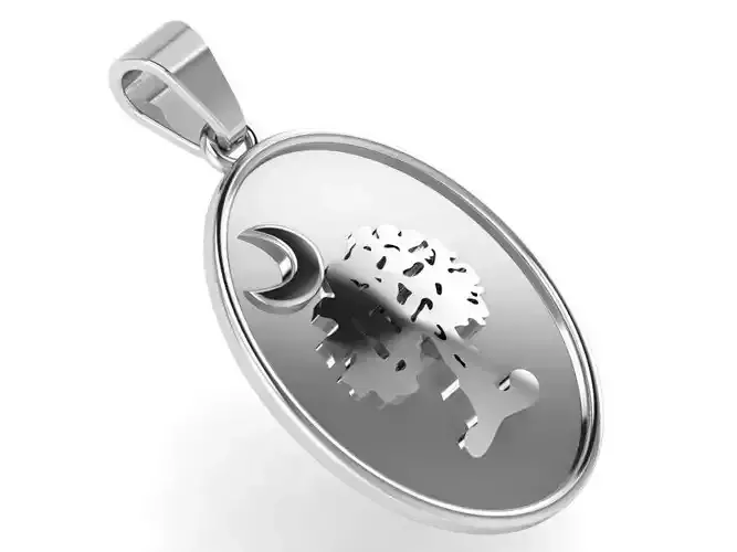 Tree Moon Oval Pendant 1982