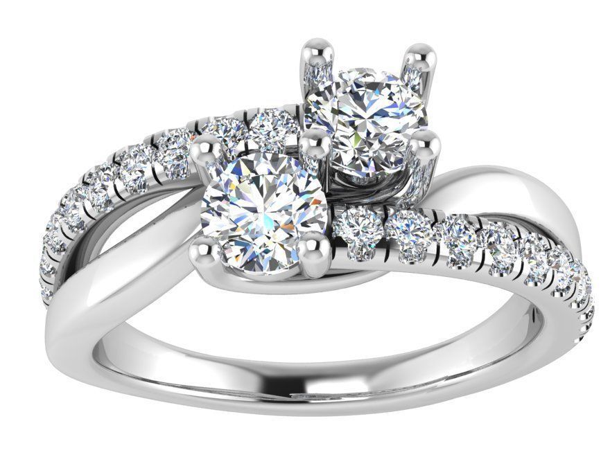 2 Stone Round Diamond Split Shank Ring 1986 3D print model_2