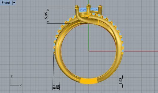 2 Stone Round Diamond Split Shank Ring 1986 3D print model_5