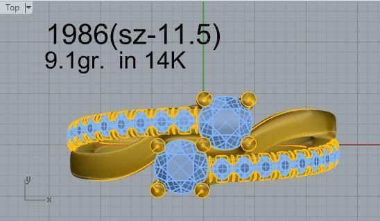 2 Stone Round Diamond Split Shank Ring 1986 3D print model_4