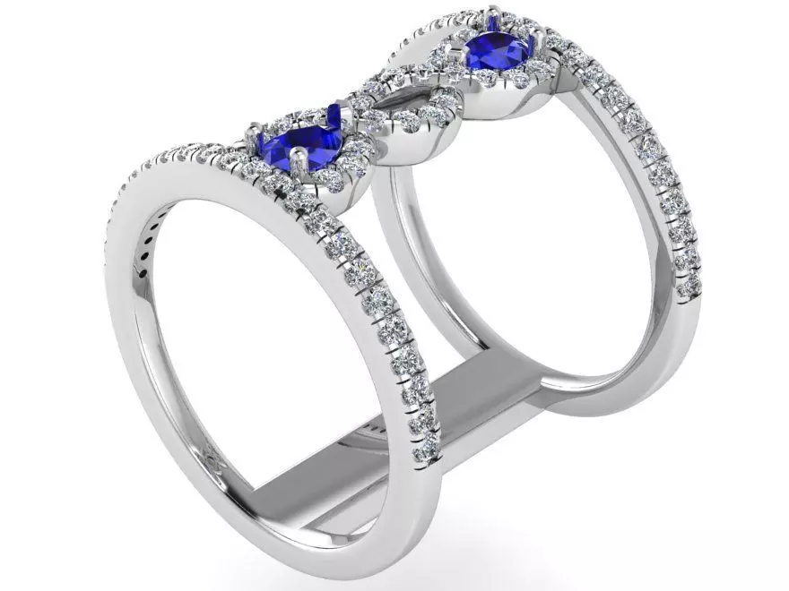 Twisted Double Shank Diamond Ring 1991 3D print model