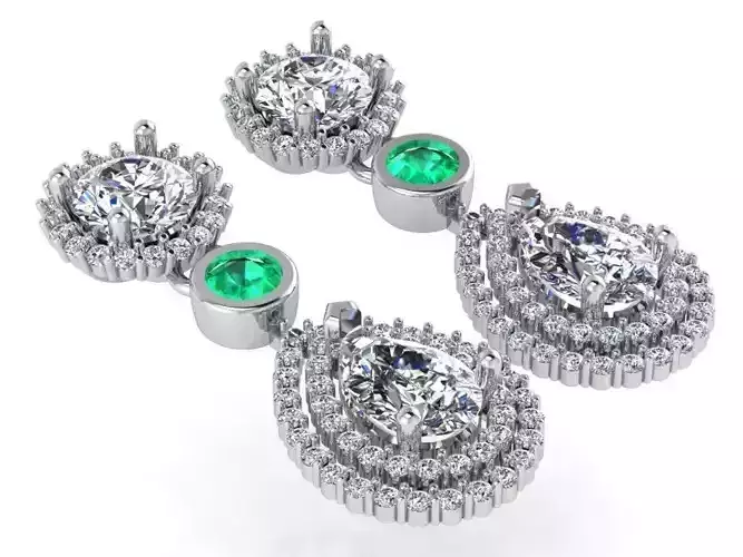 Pear Double Halo Chandelier Earring 1998