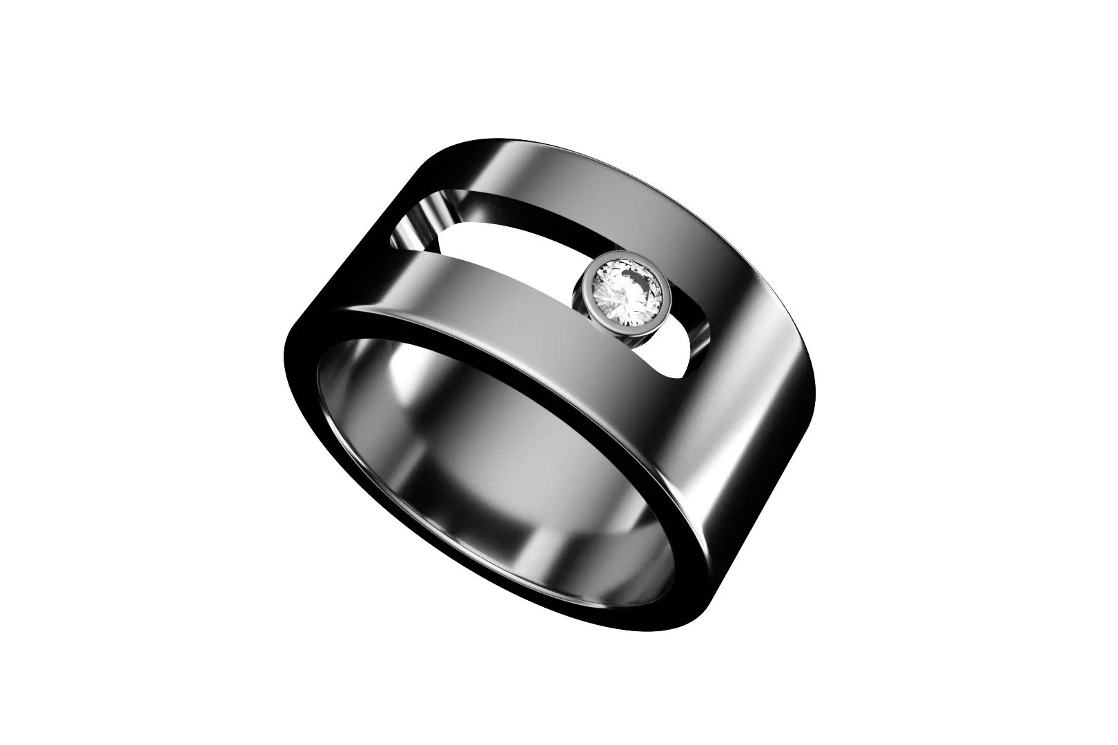 2024 diamond exquisite mens white gold wedding band us size 9 3D print model