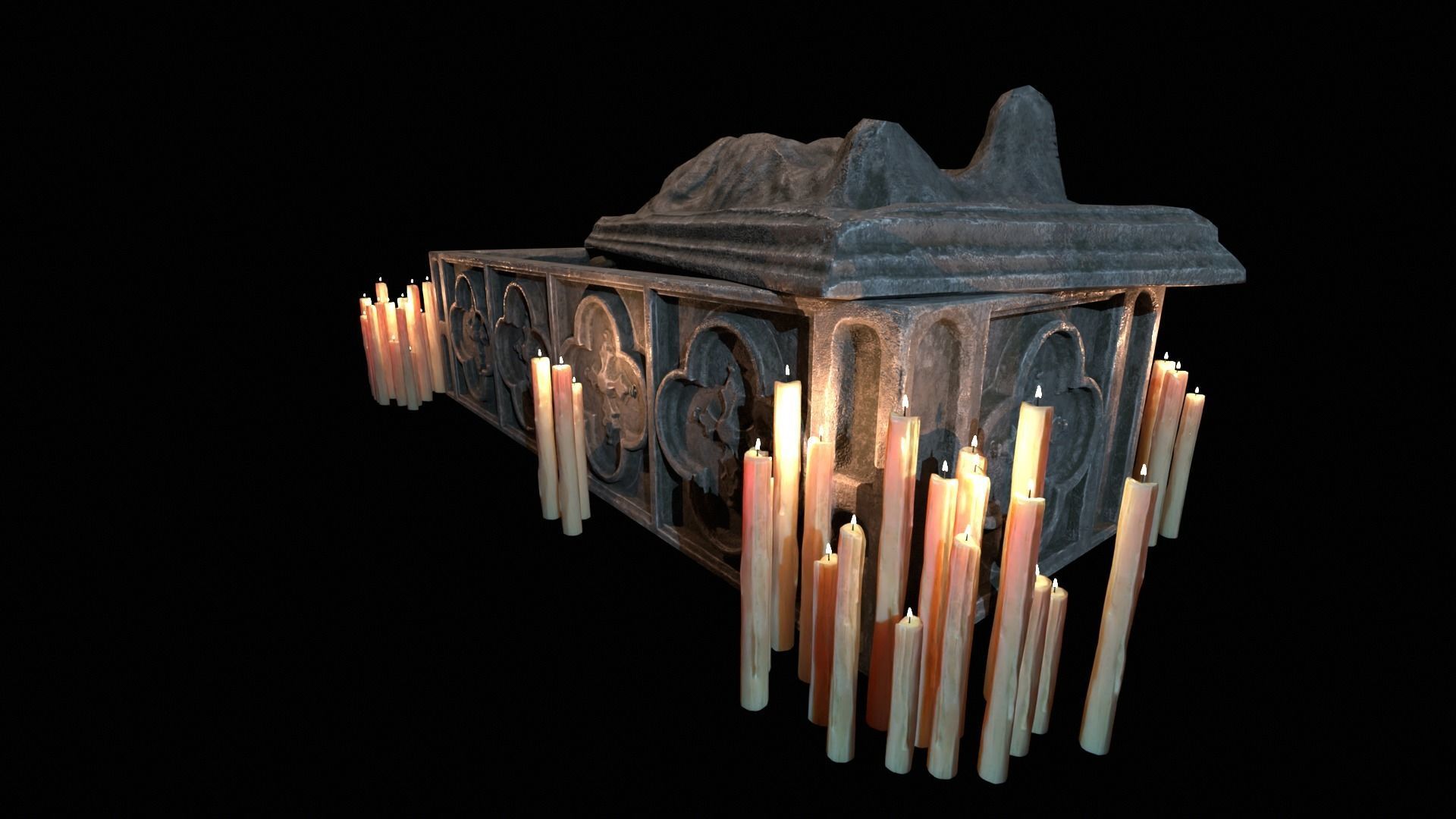 Gothic Crypt with Mummy 3D Model Collection_6