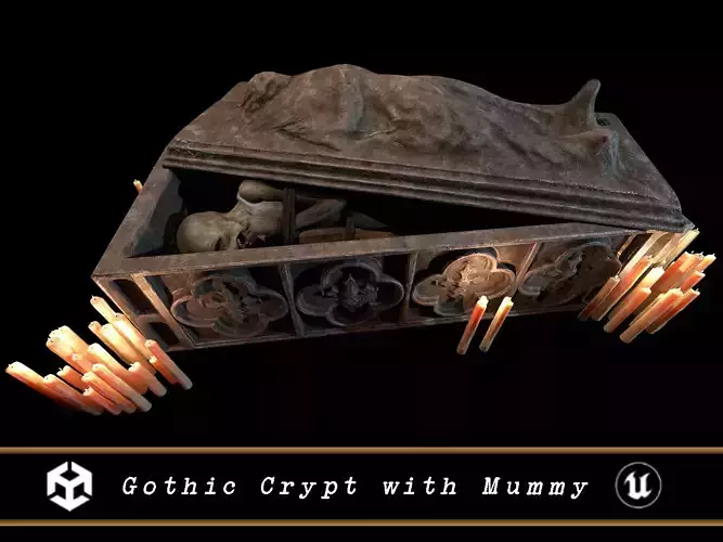 Gothic Crypt with Mummy 3D Model Collection