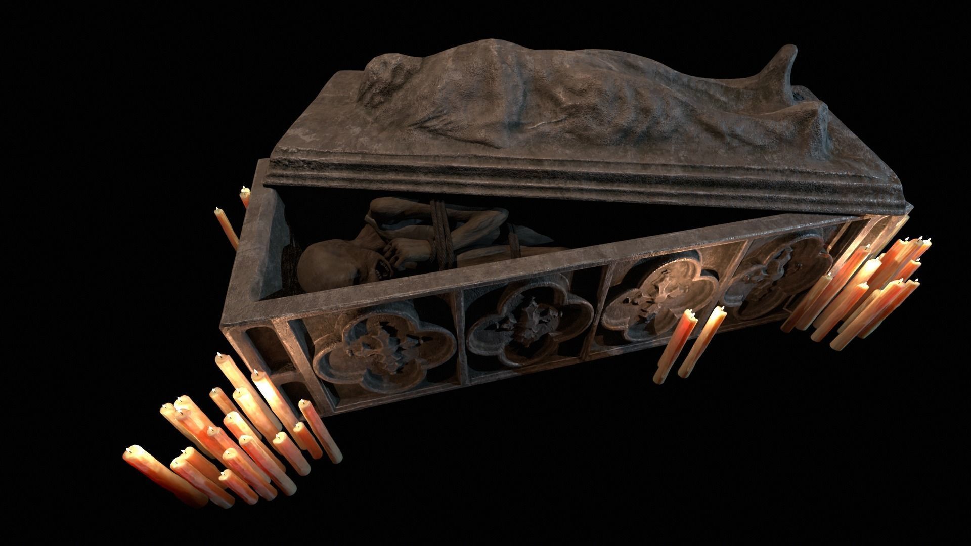 Gothic Crypt with Mummy 3D Model Collection_8