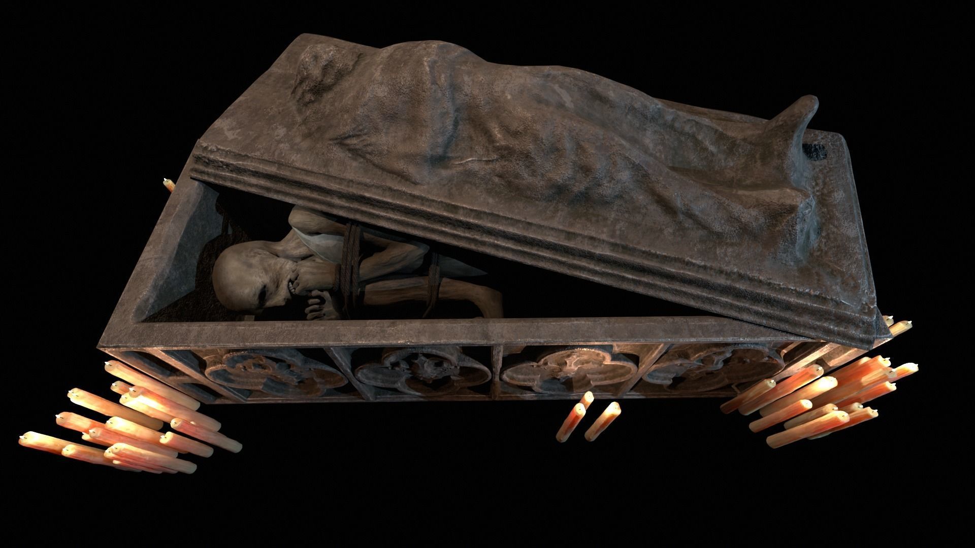 Gothic Crypt with Mummy 3D Model Collection_9