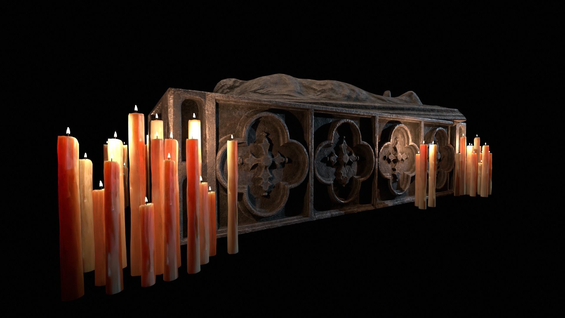Gothic Crypt with Mummy 3D Model Collection_7