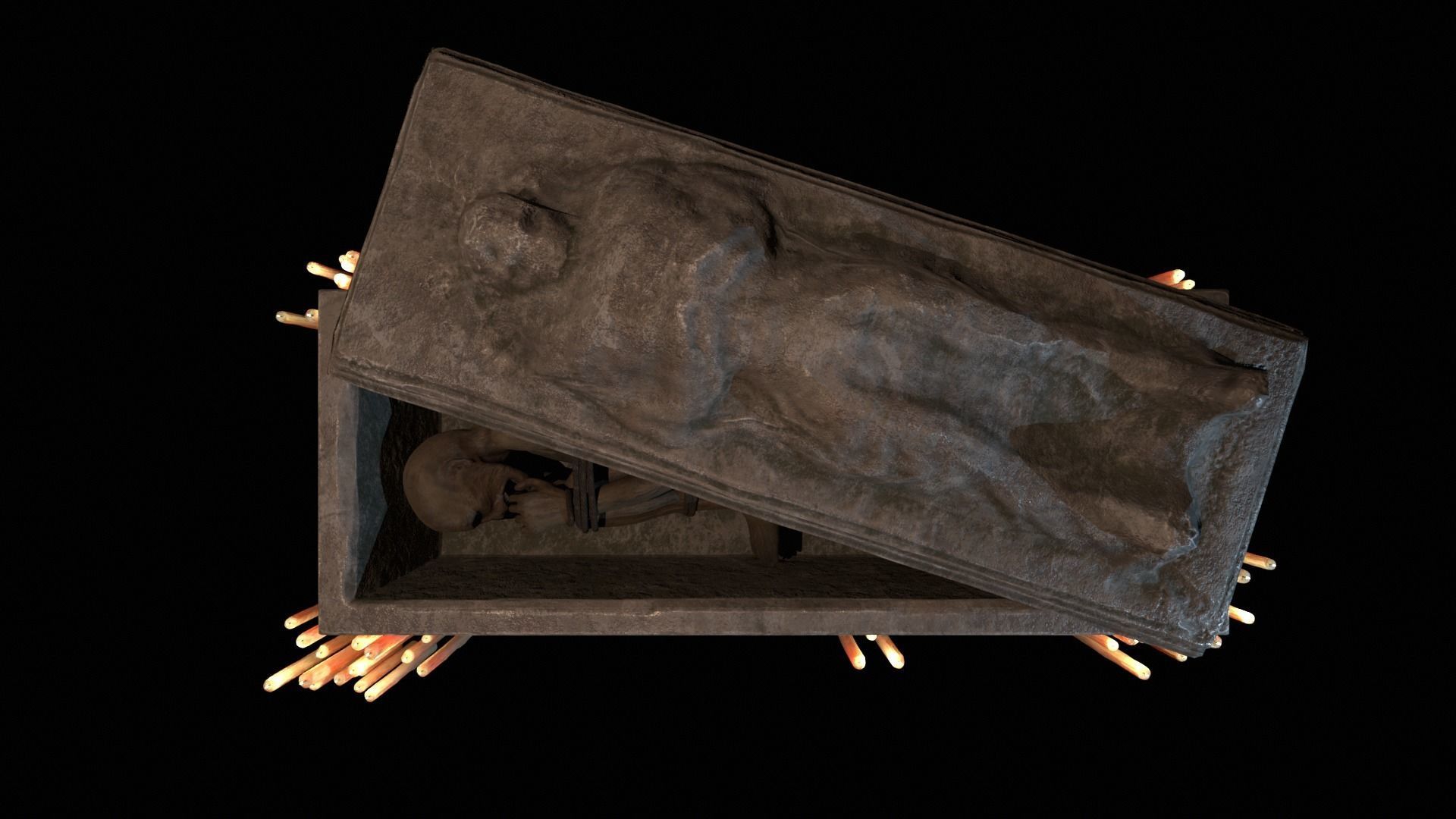 Gothic Crypt with Mummy 3D Model Collection_10