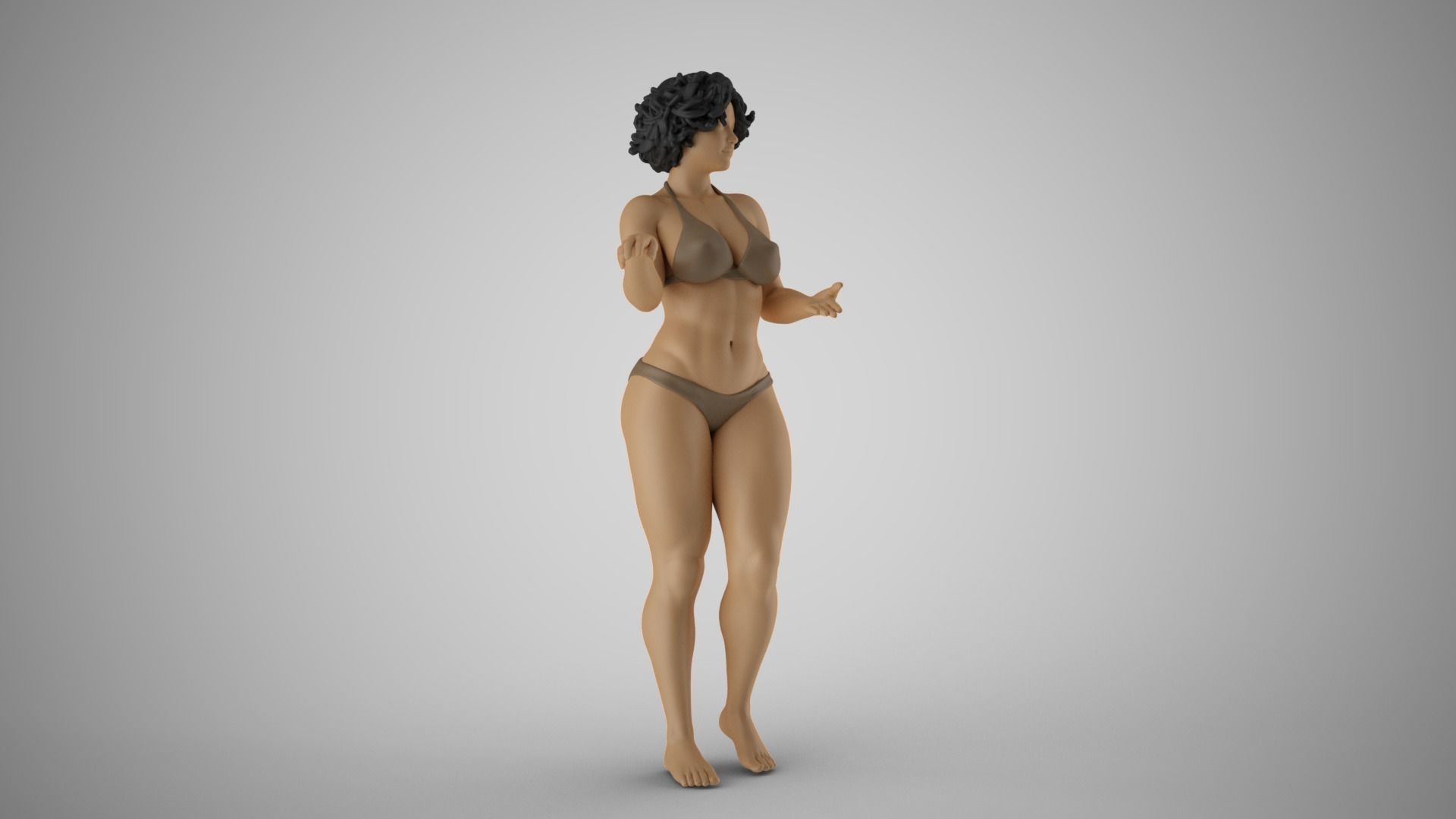 Beach Curly Girl 3D print model_17