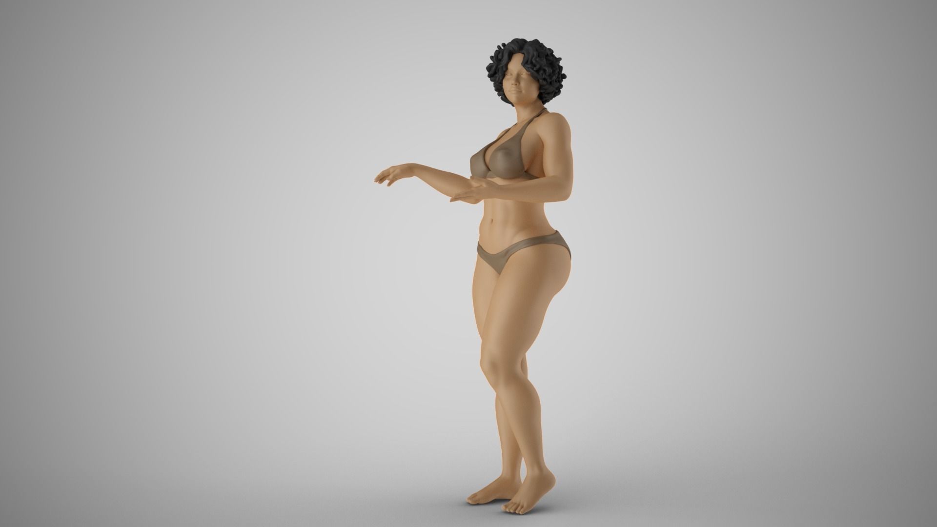 Beach Curly Girl 3D print model_13