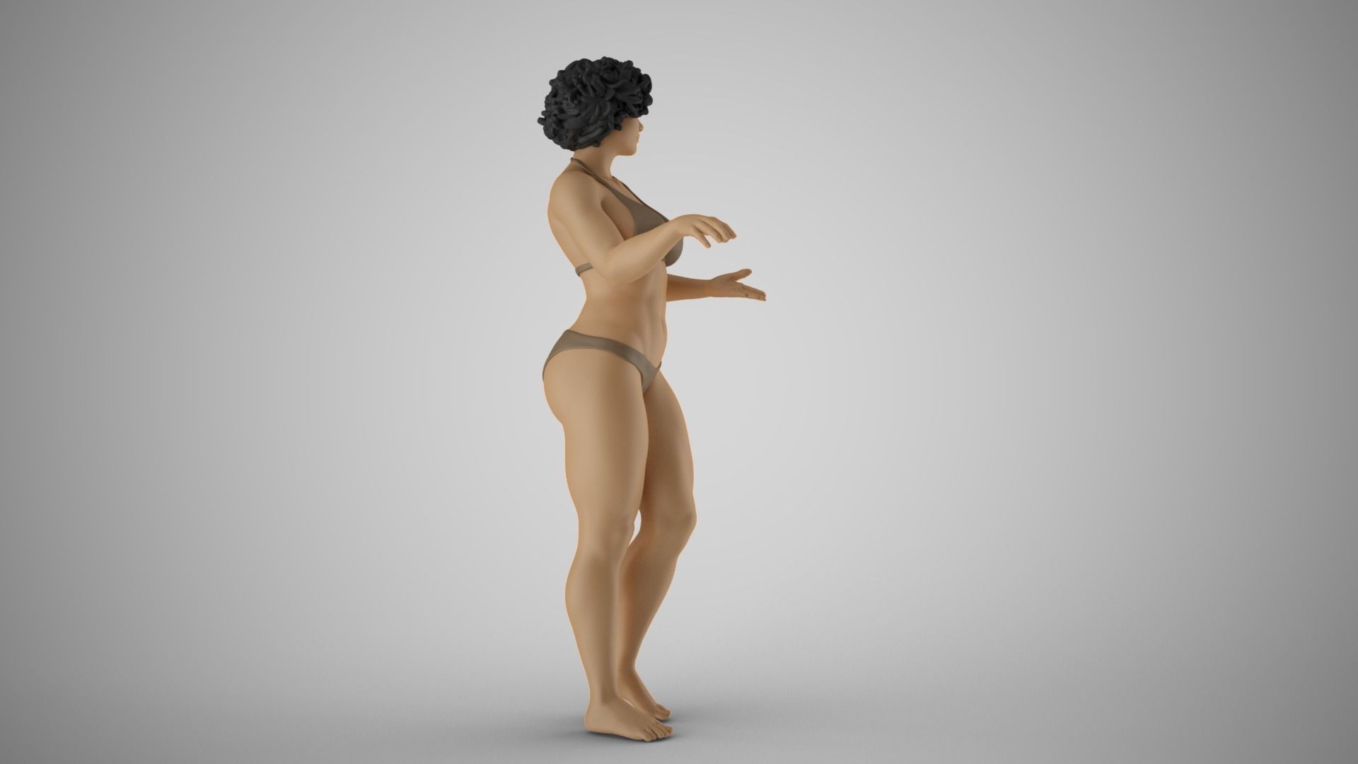 Beach Curly Girl 3D print model_6