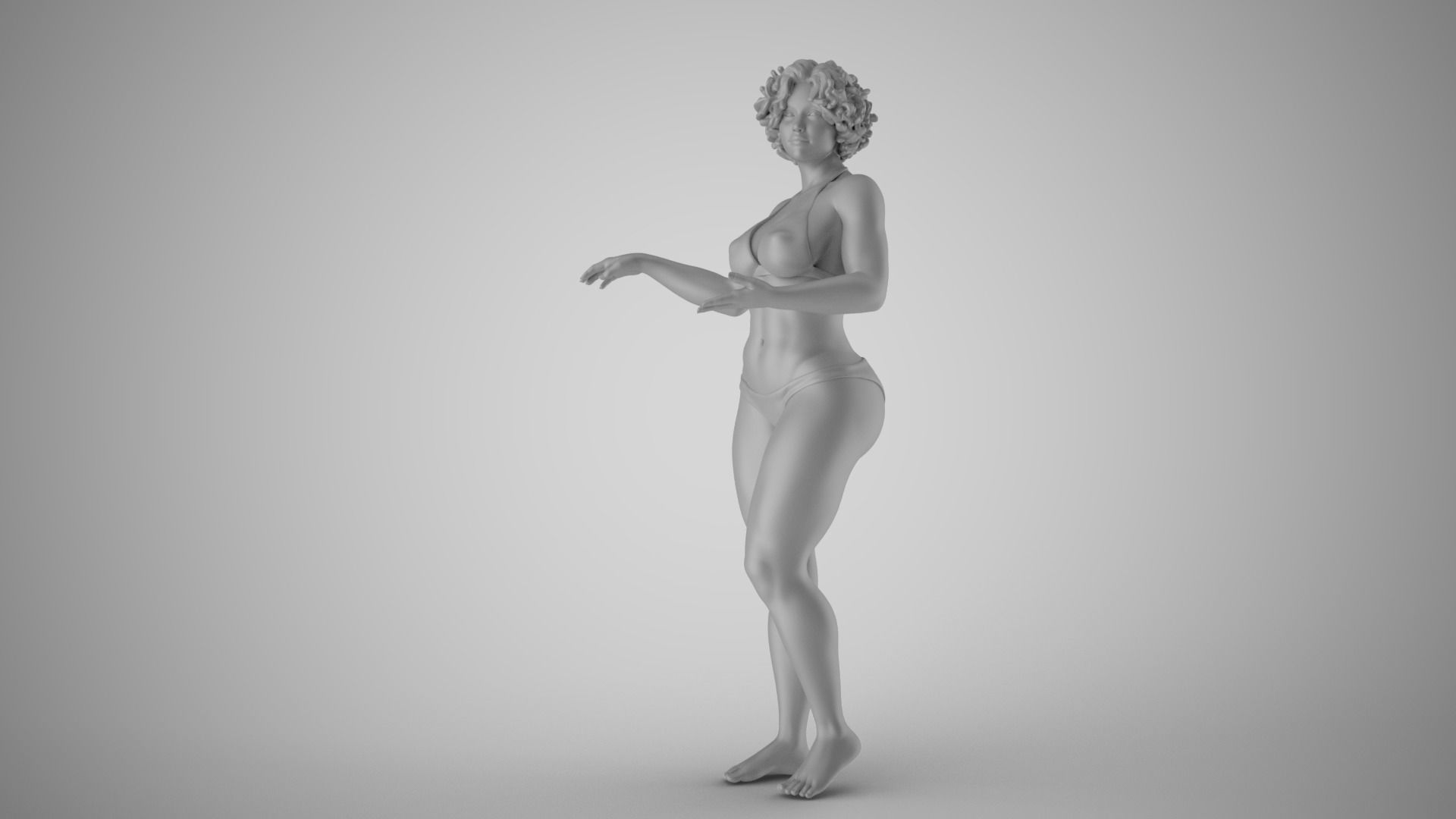 Beach Curly Girl 3D print model_2