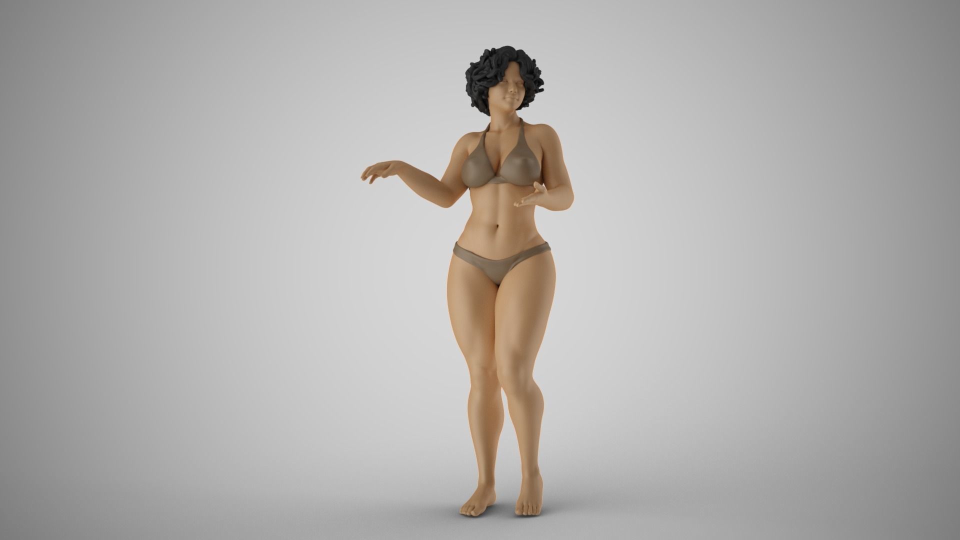 Beach Curly Girl 3D print model_4