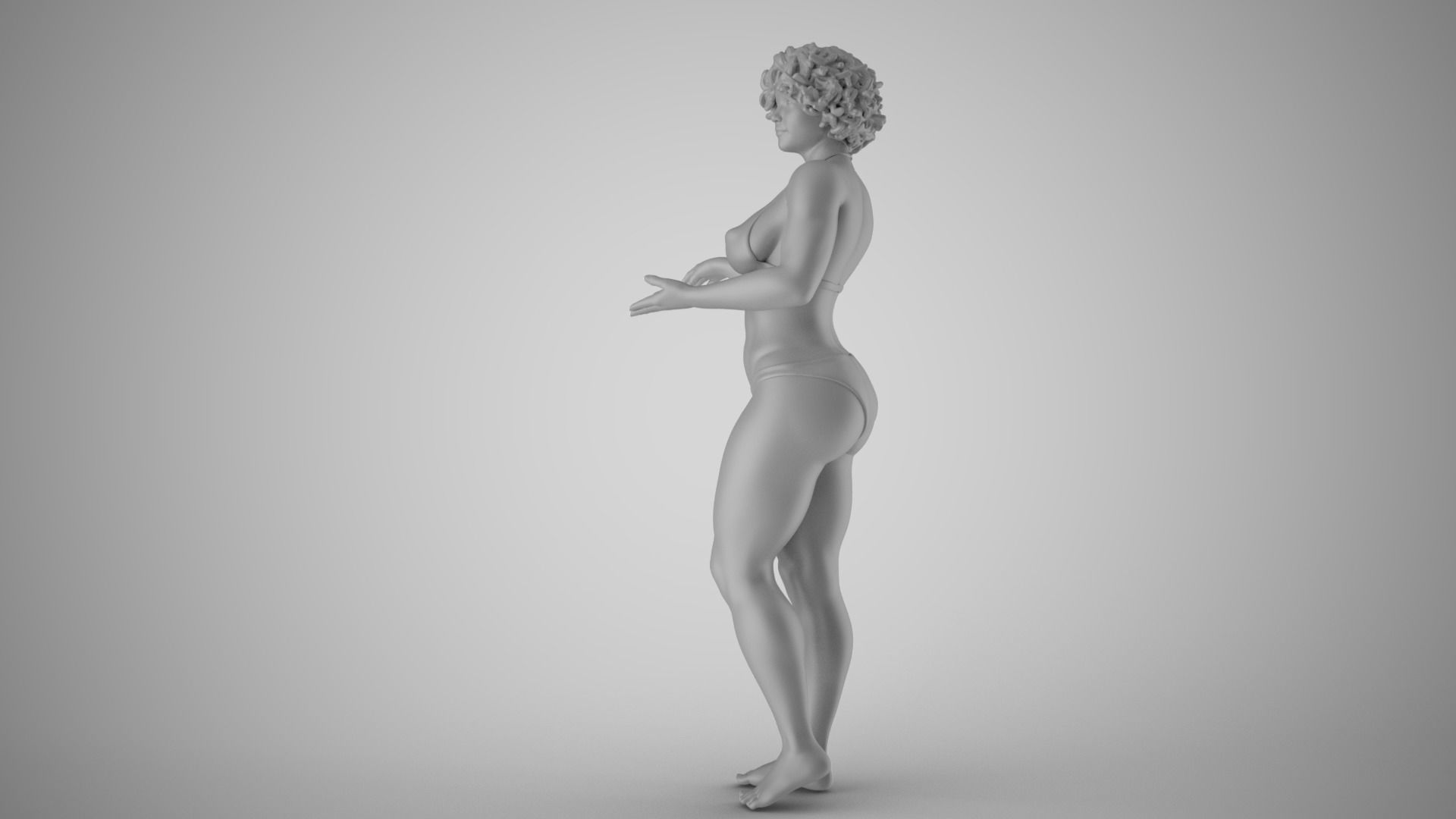 Beach Curly Girl 3D print model_1