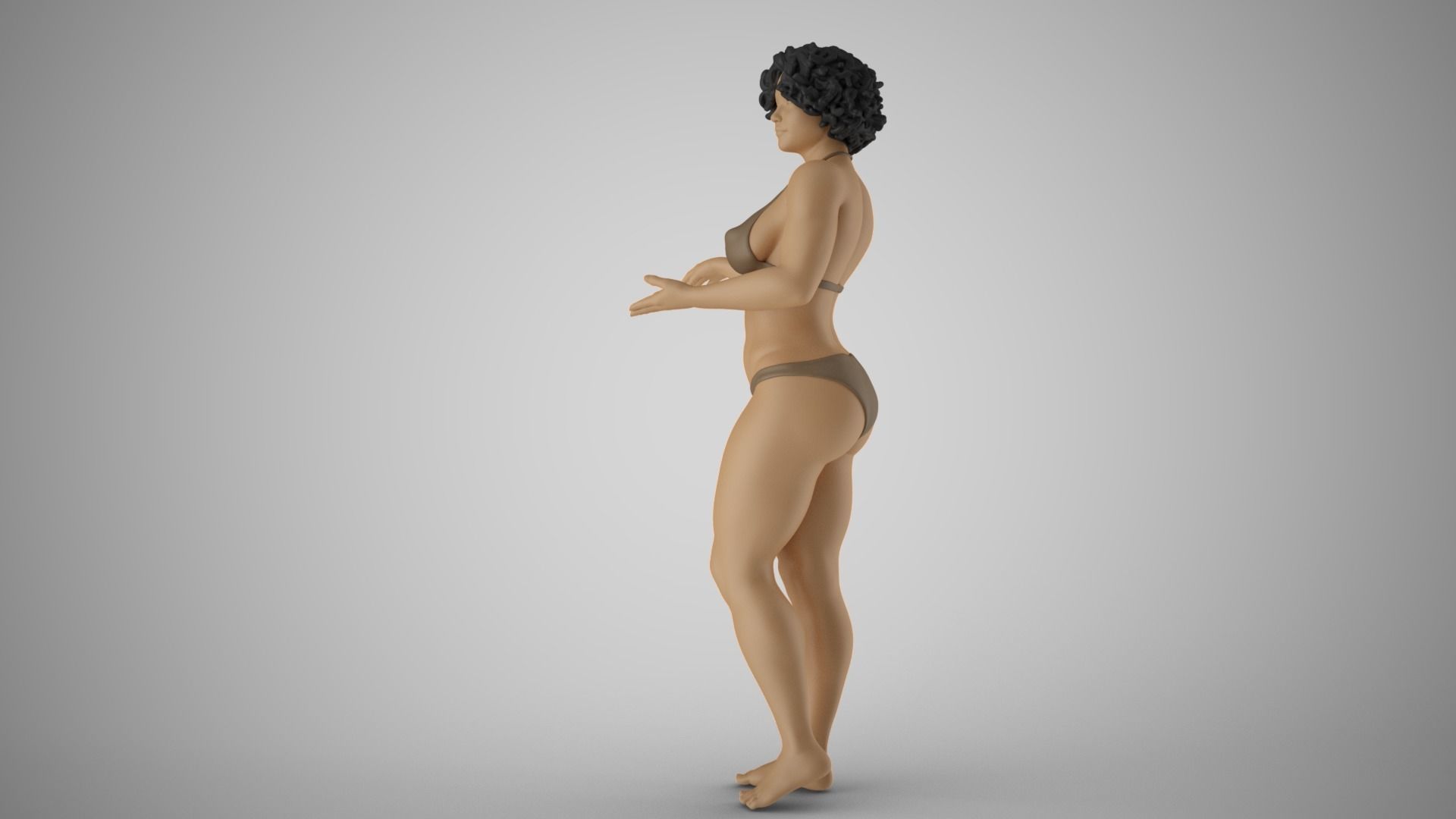 Beach Curly Girl 3D print model_10