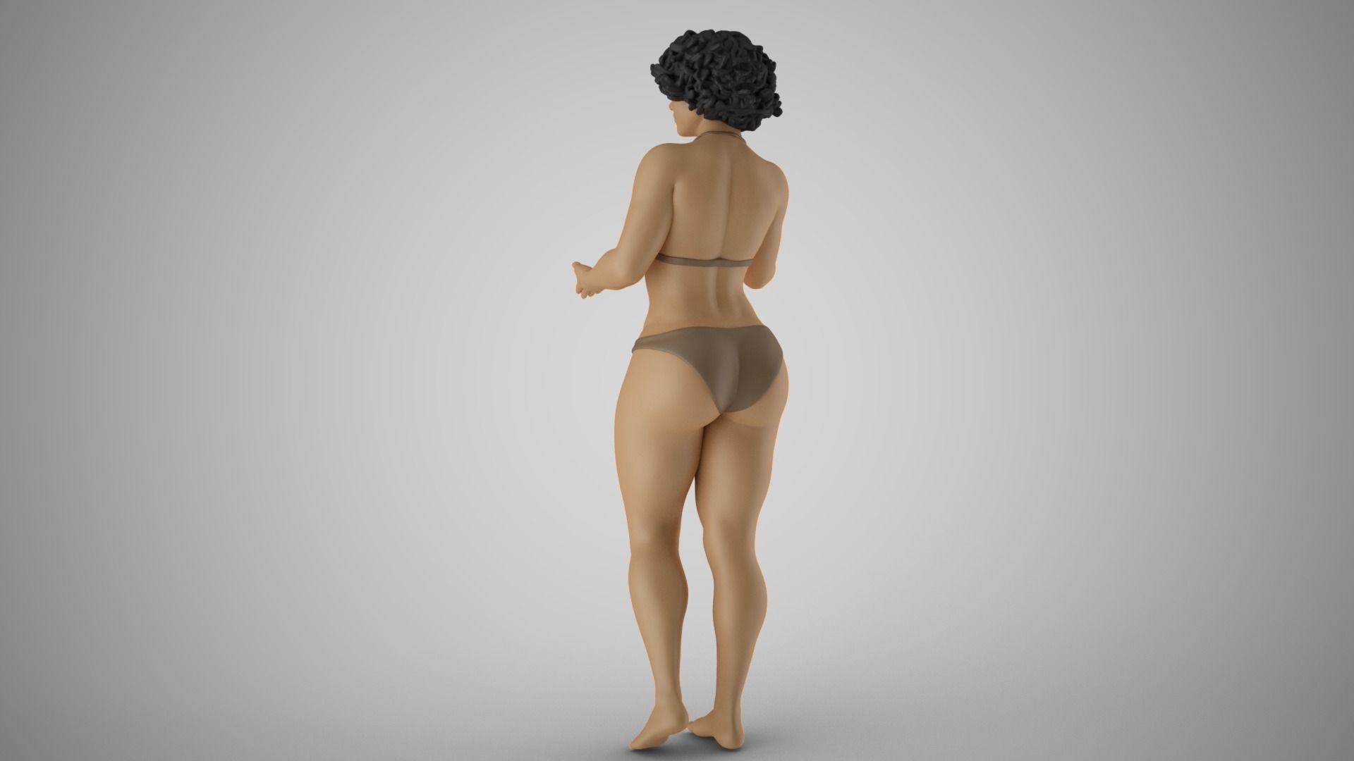 Beach Curly Girl 3D print model_9