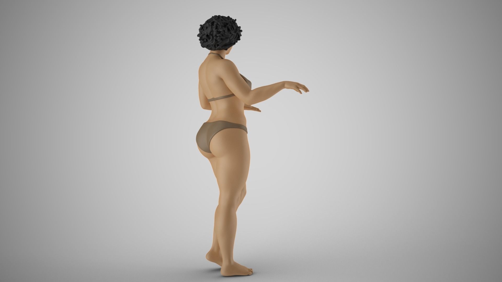 Beach Curly Girl 3D print model_12