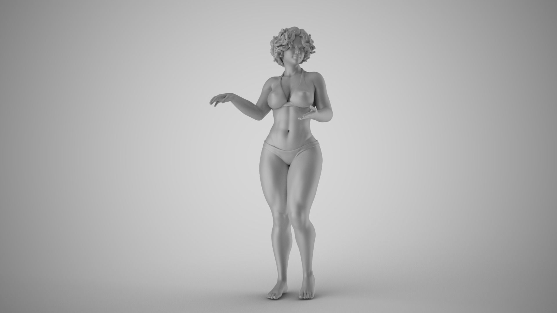 Beach Curly Girl 3D print model_3