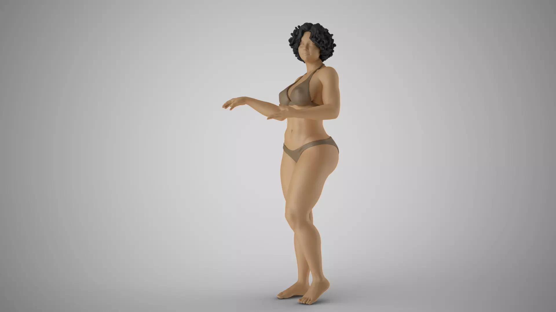 Beach Curly Girl 3D print model_0