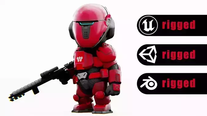 TOON MECHA SOLDIER  Rigged for Unreal Engine - Unity - MIXAMO 