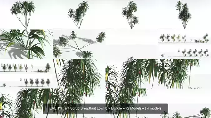 EVERYPlant Scrub Breadfruit LowPoly Bundle --72 Models-- 3D Model Collection