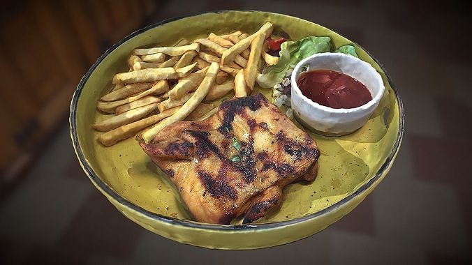 Spicy Chicken Steak 3D model 2