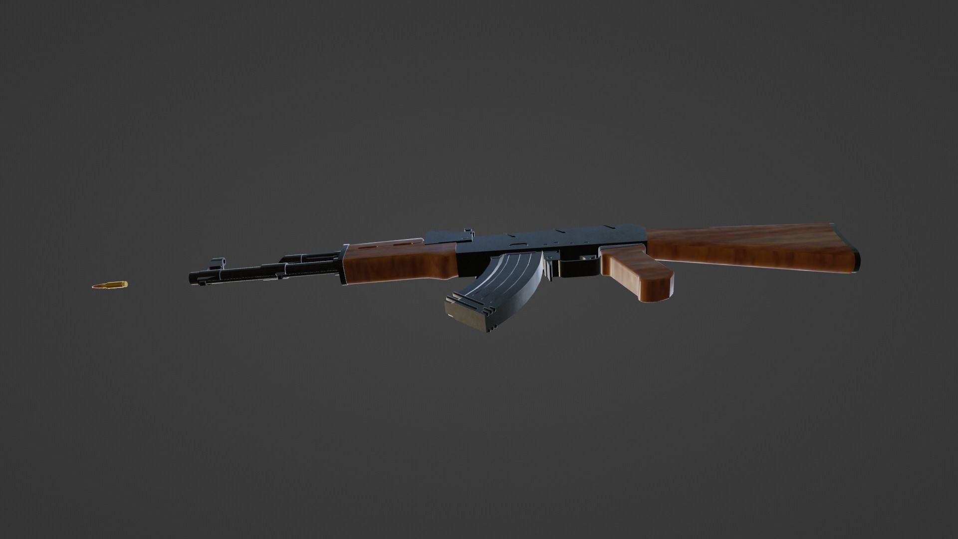 AK-47 Rifle Low-poly 3D model_5