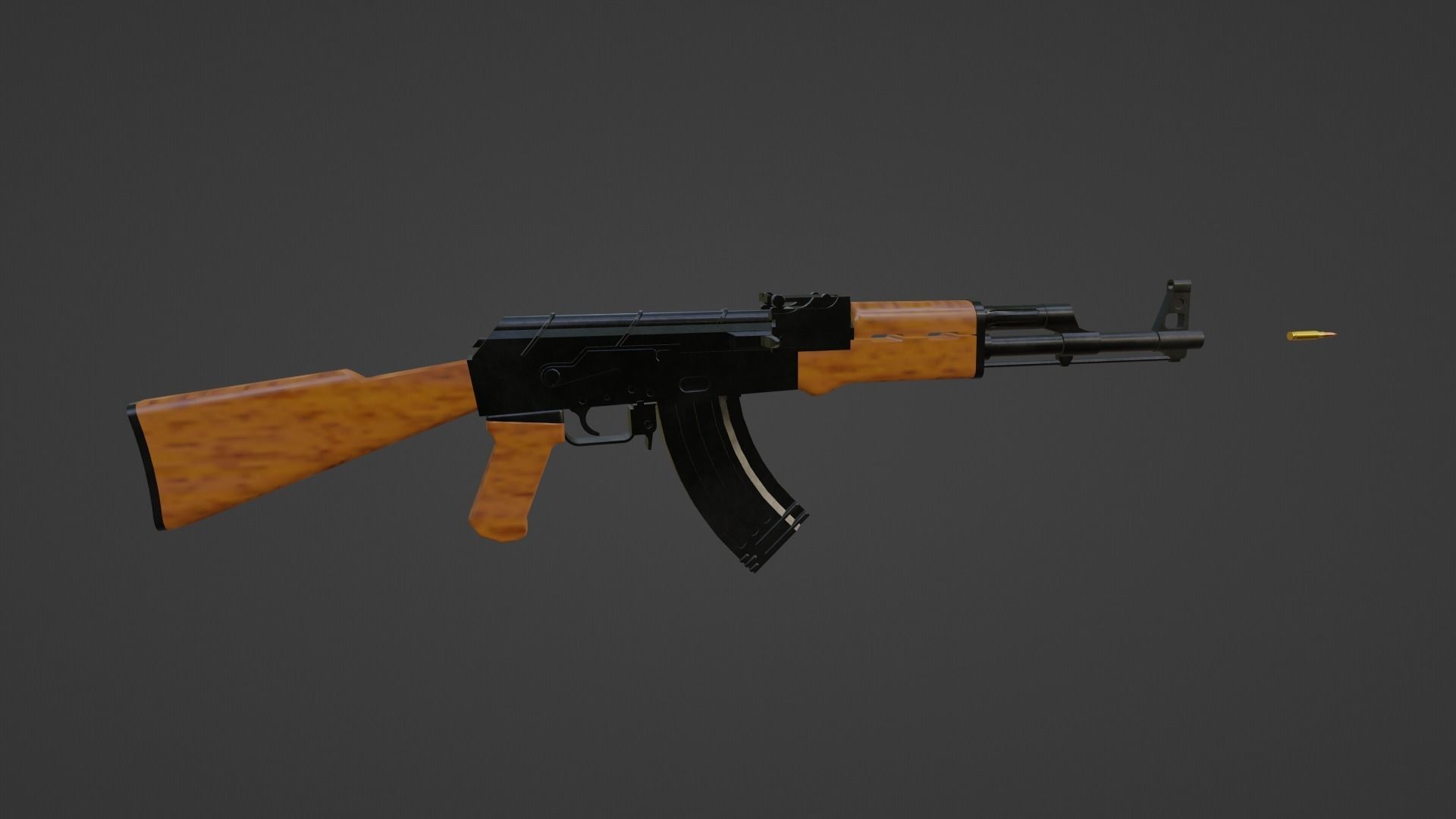 AK-47 Rifle Low-poly 3D model_2