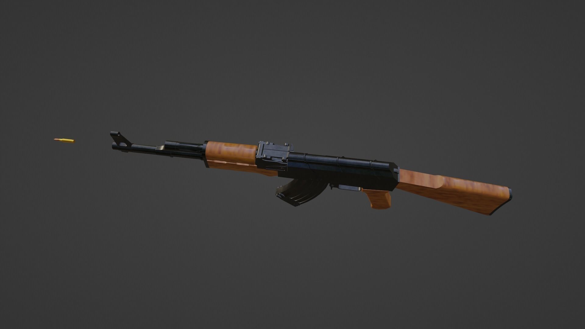 AK-47 Rifle Low-poly 3D model_3