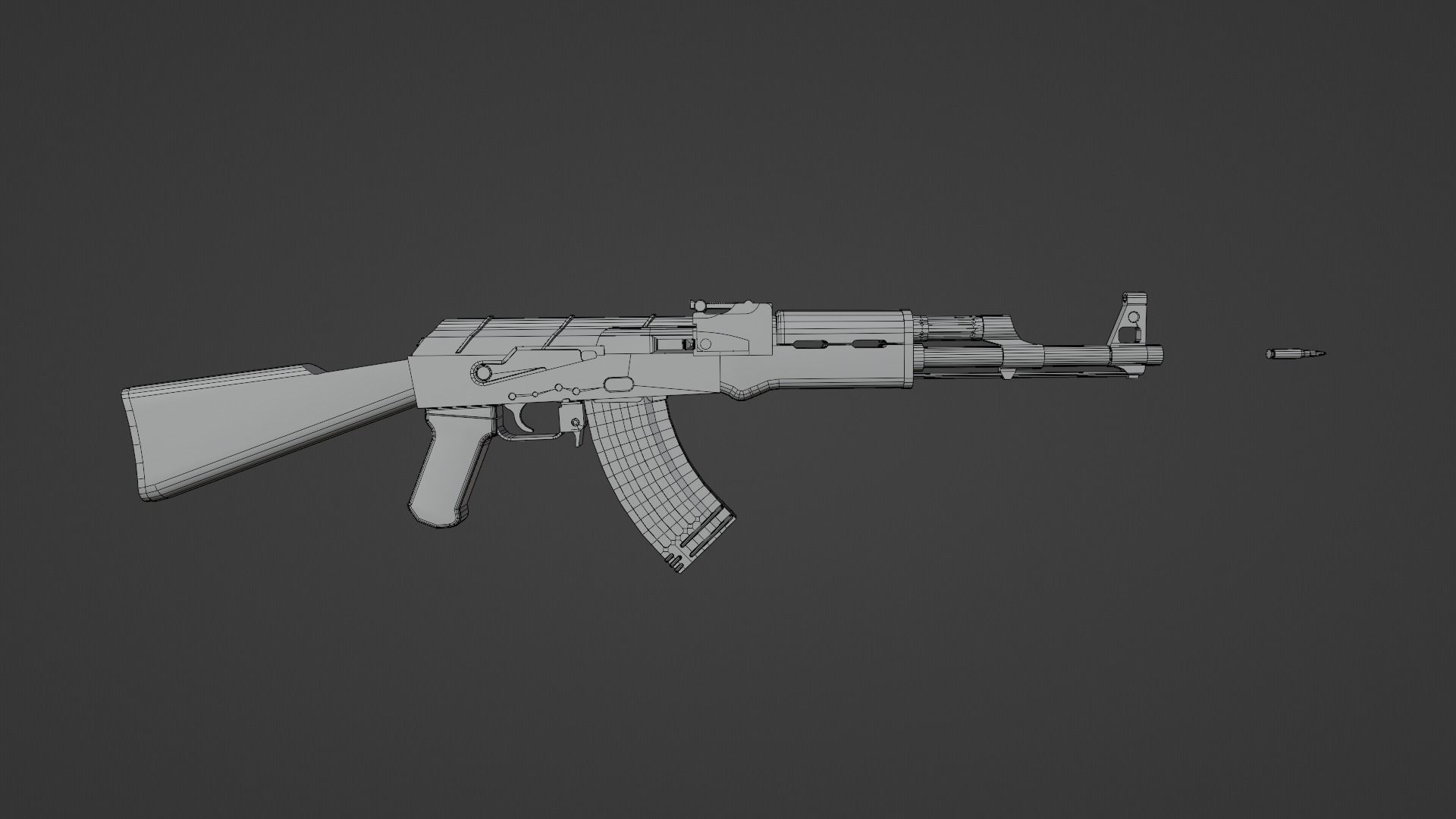 AK-47 Rifle Low-poly 3D model_12