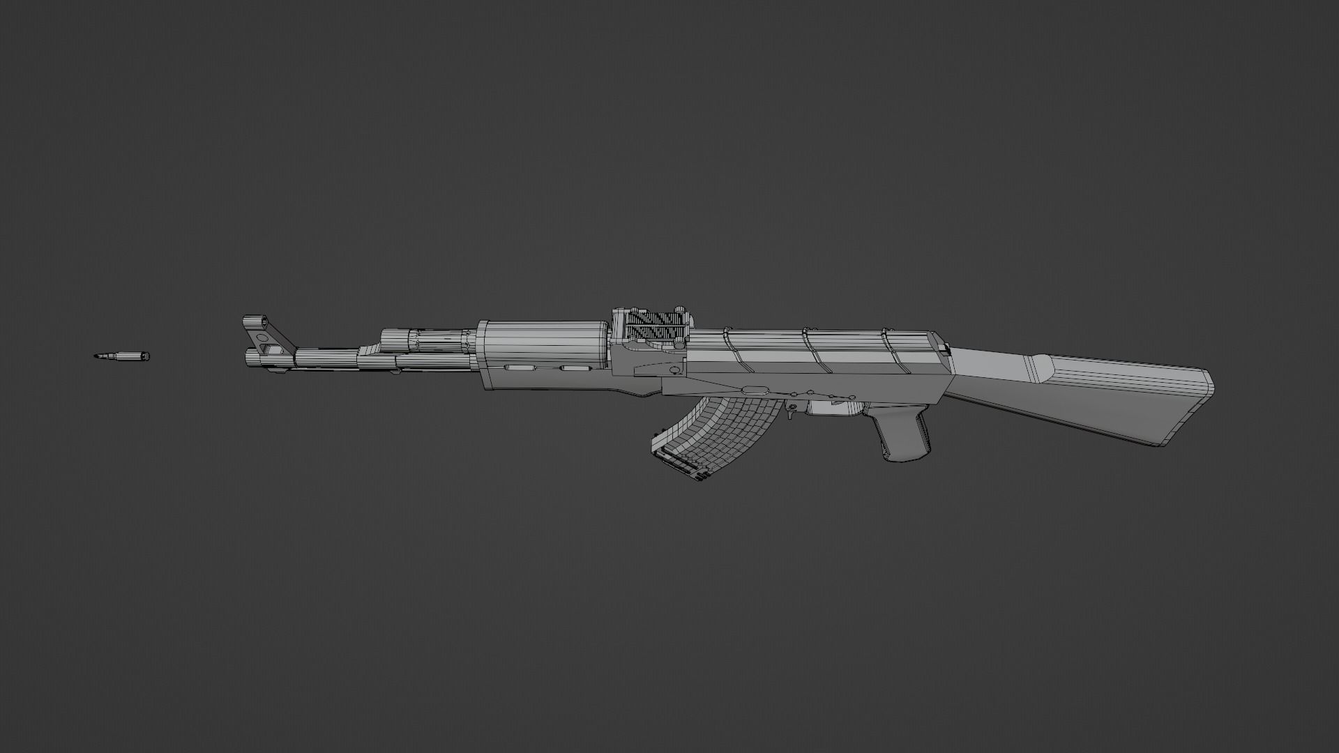 AK-47 Rifle Low-poly 3D model_11
