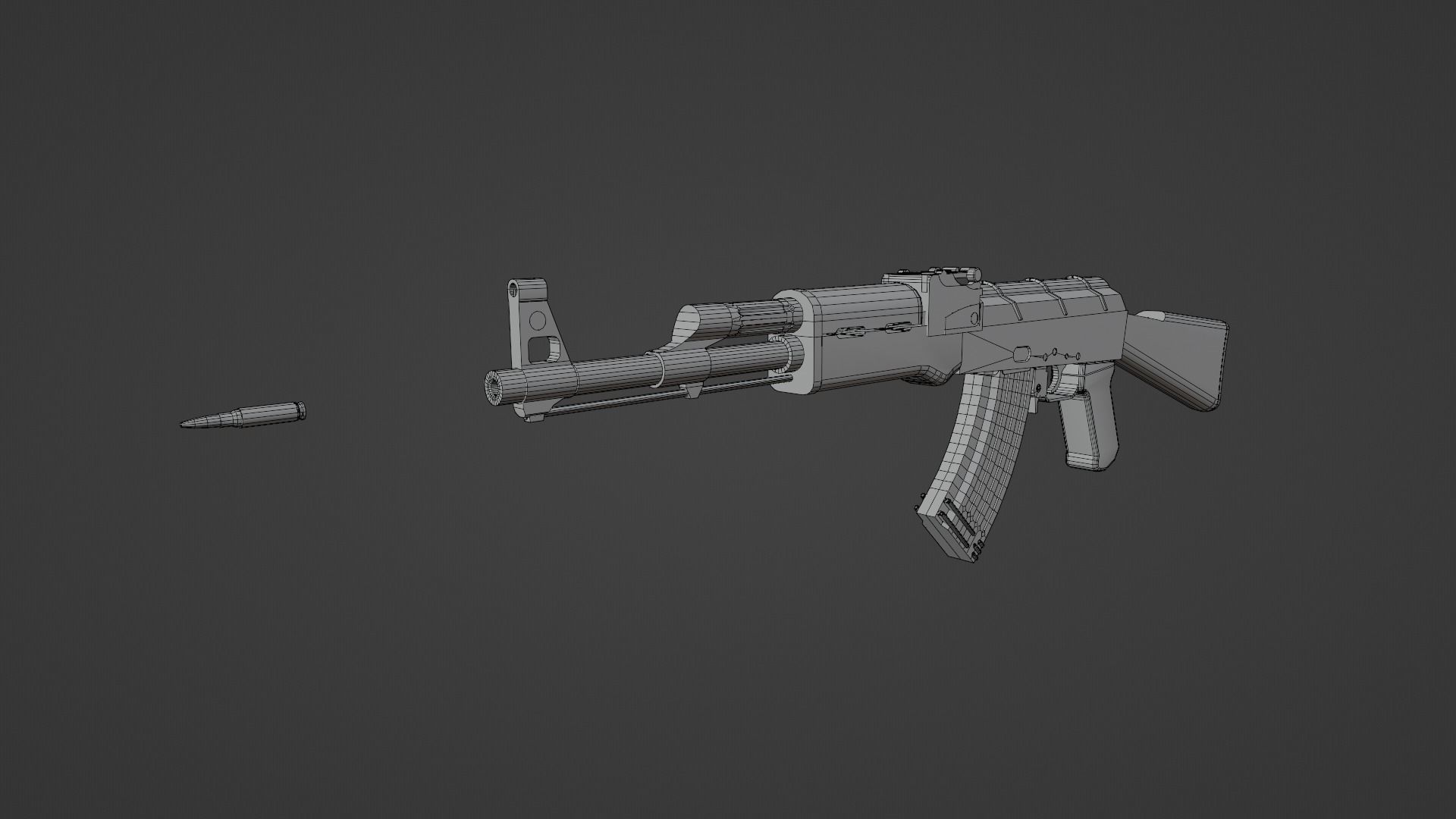 AK-47 Rifle Low-poly 3D model_14