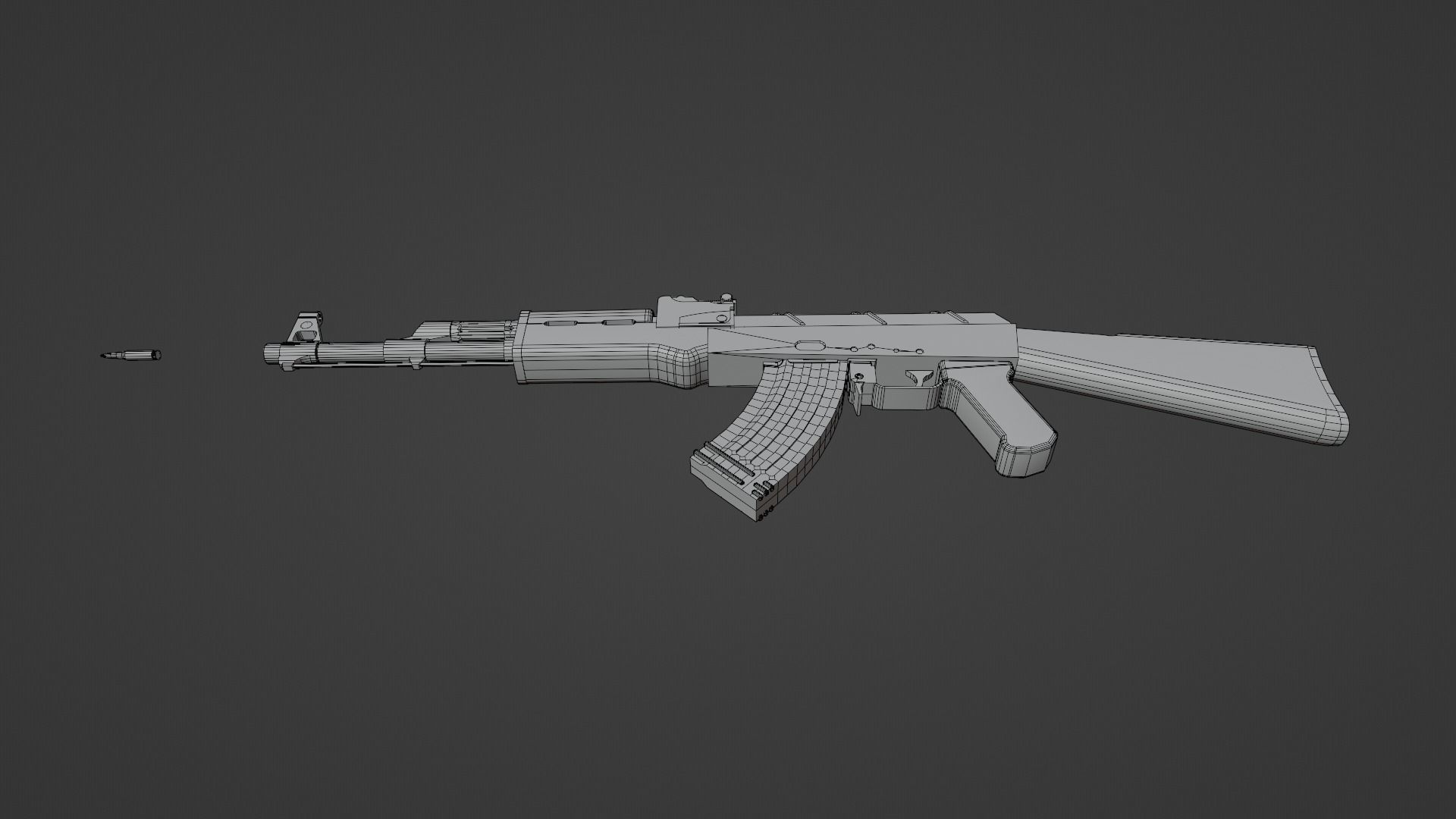 AK-47 Rifle Low-poly 3D model_10