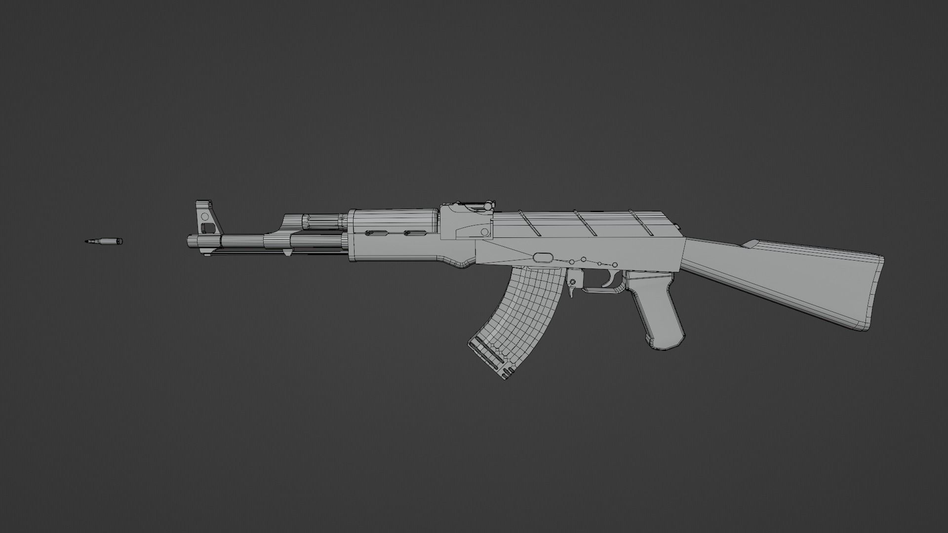 AK-47 Rifle Low-poly 3D model_8