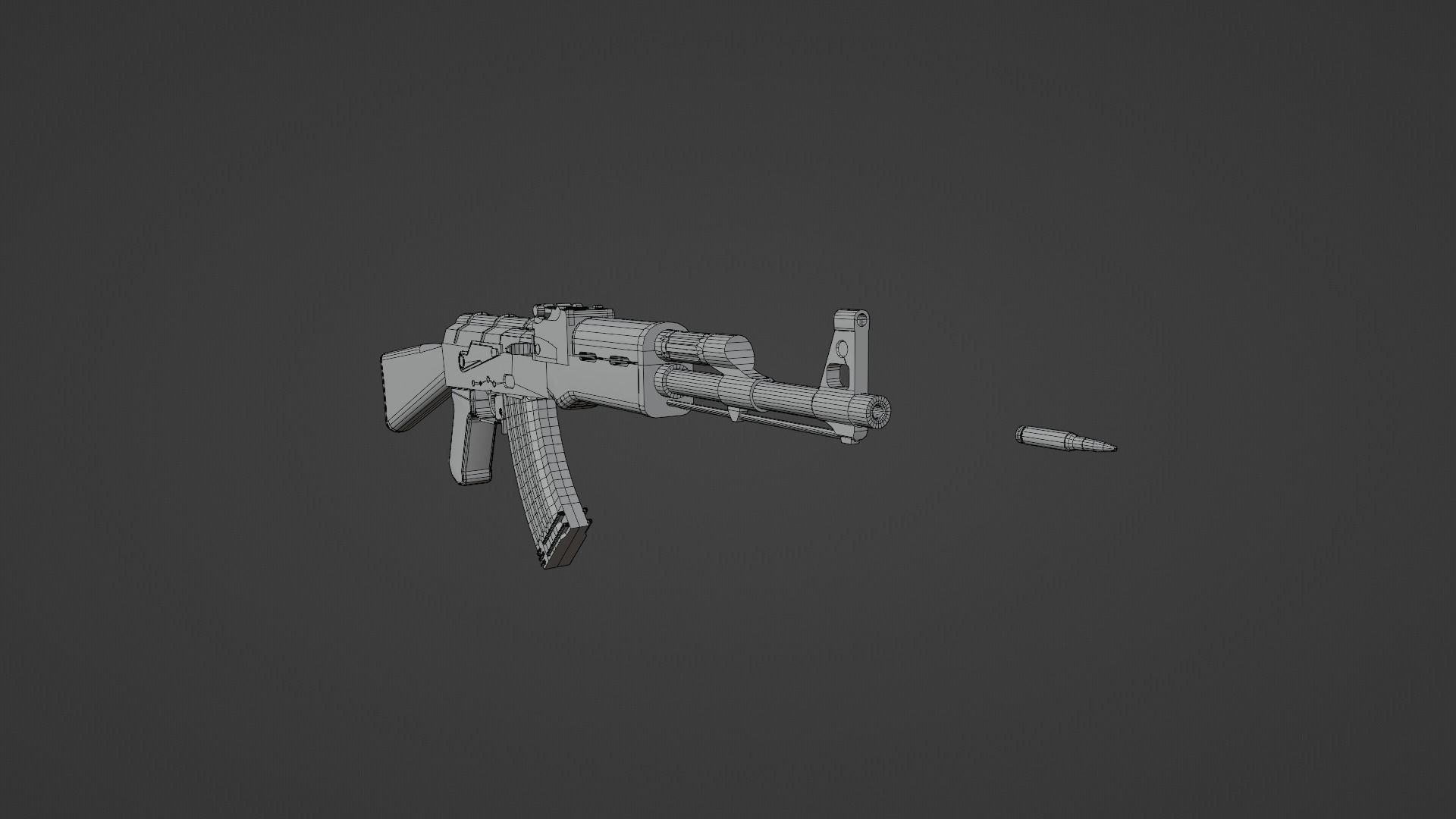 AK-47 Rifle Low-poly 3D model_13