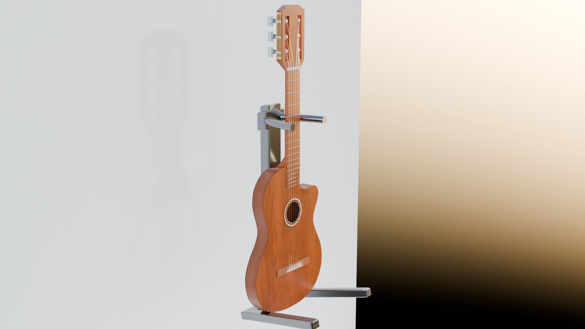 acoustic guitar Low-poly 3D model_2