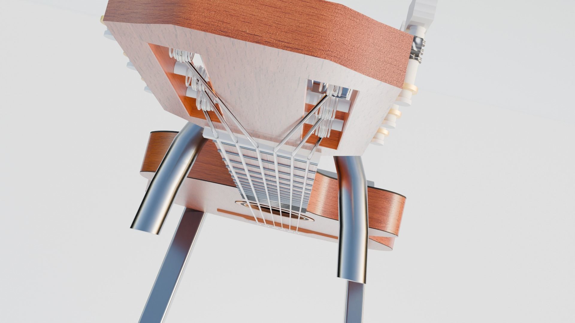 acoustic guitar Low-poly 3D model_3