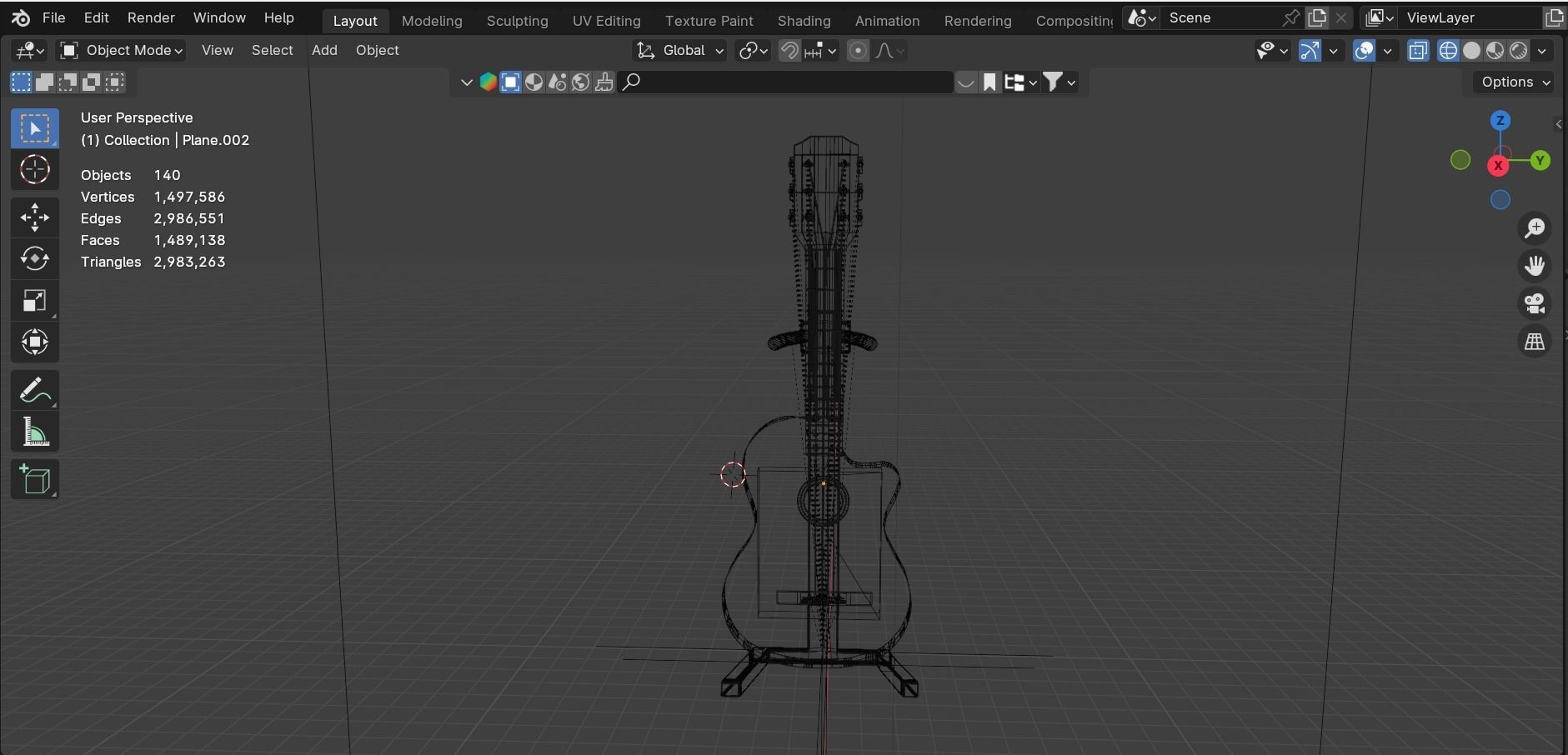 acoustic guitar Low-poly 3D model_10