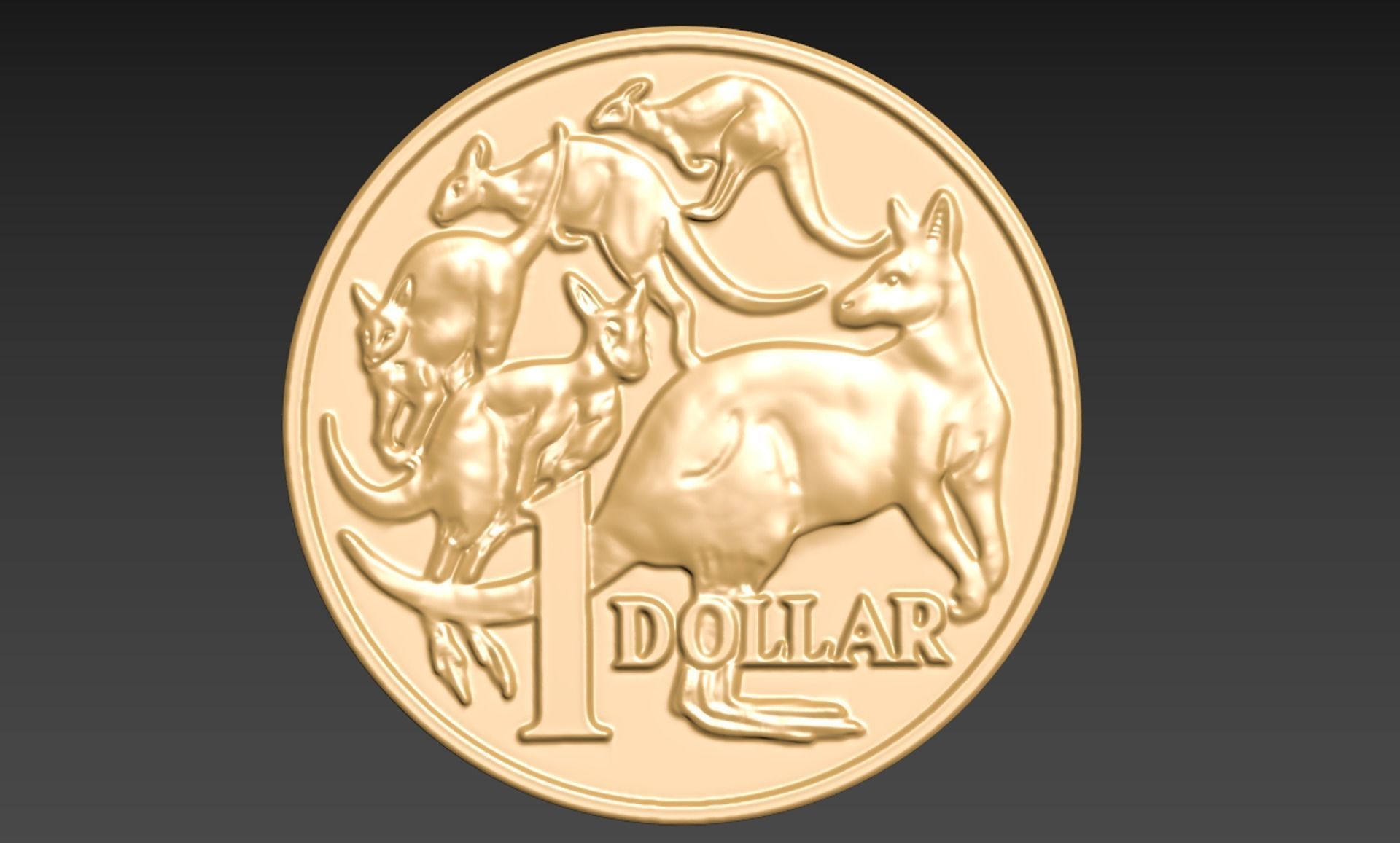 Australian one dollar coin ready to print 3D print model_3