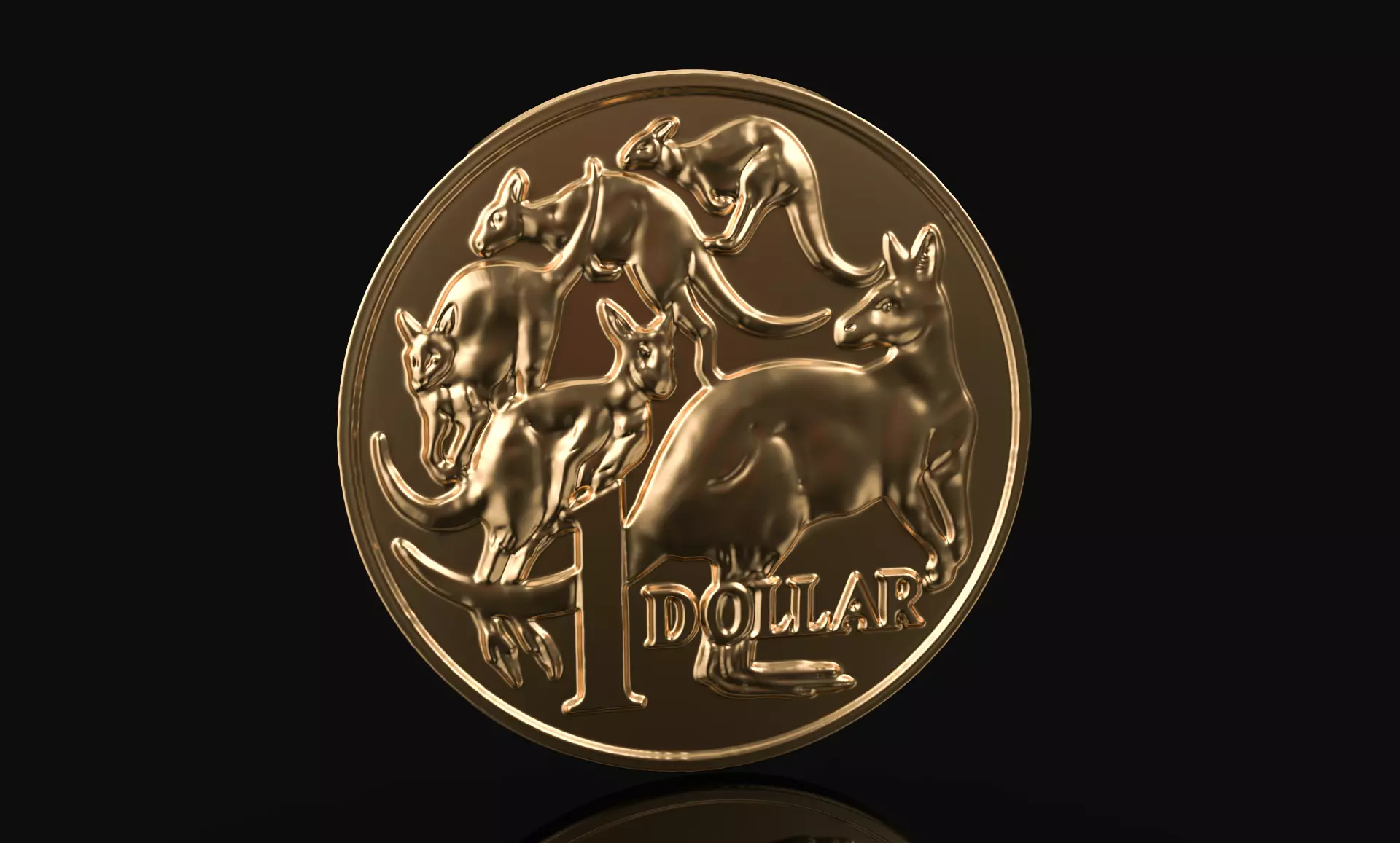 Australian one dollar coin ready to print 3D print model_0