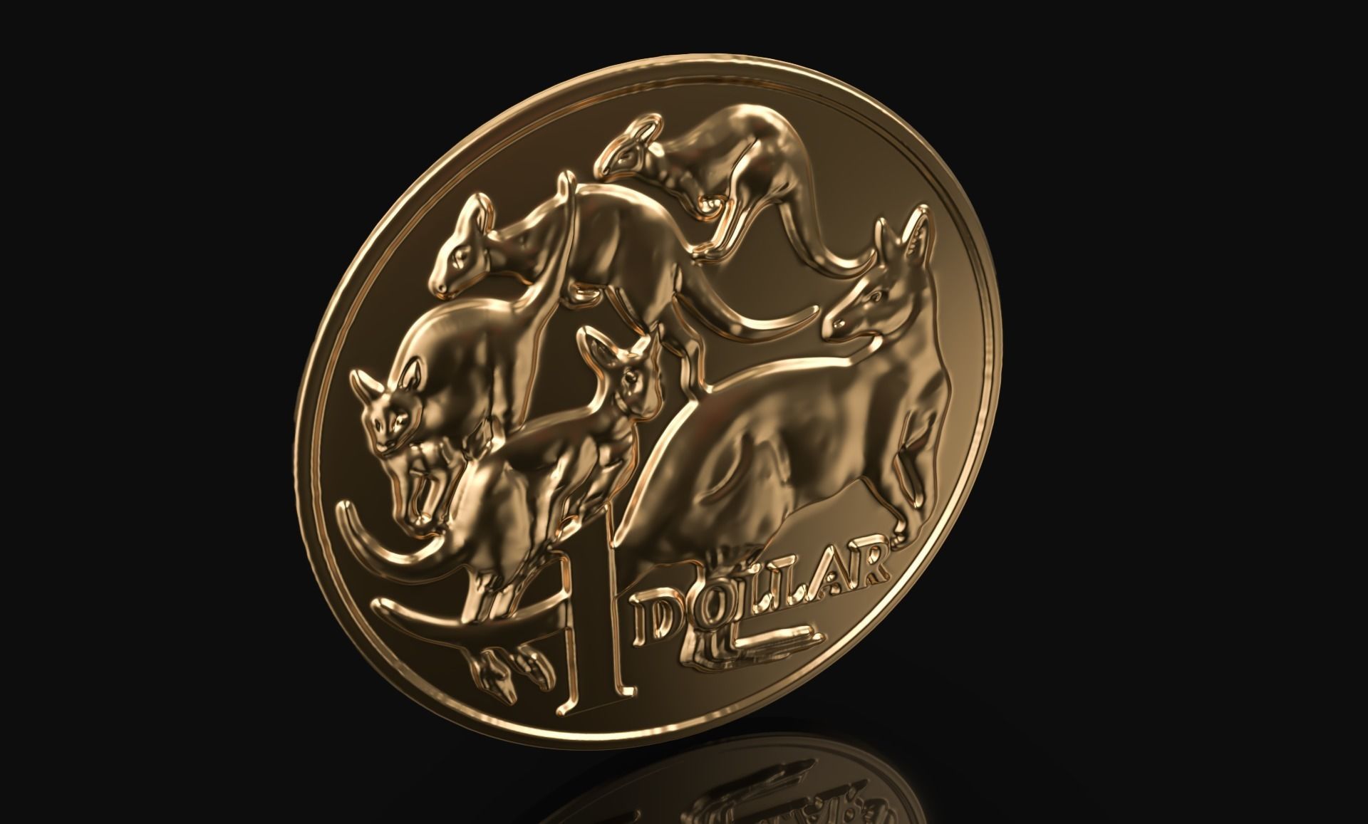 Australian one dollar coin ready to print 3D print model_1