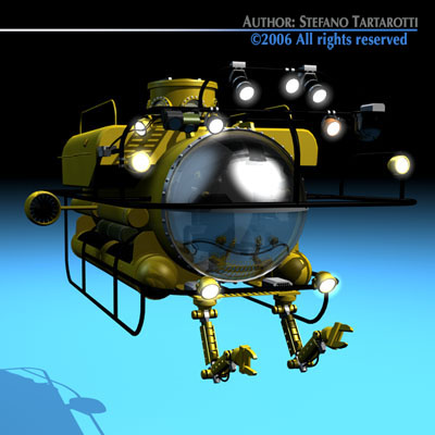 Submersible steampunk submarine 3D model_4
